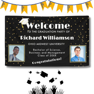 Congratulations Graduation Photo Black and White  Banner