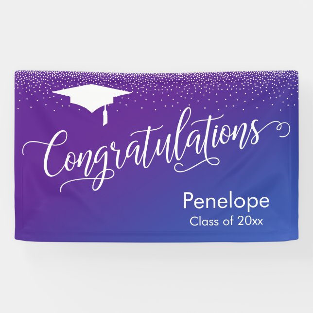 Congratulations Graduation Purple & Blue Ombre Banner (Horizontal)
