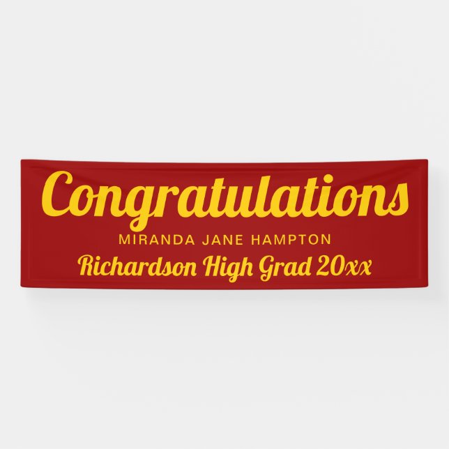 Congratulations Graduation Red and Gold Banner (Horizontal)