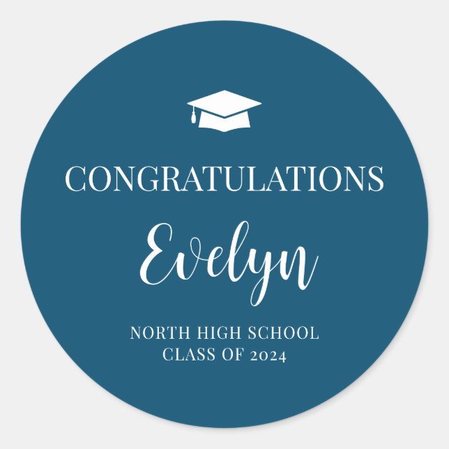 Congratulations Graduation School Colours Classic Round Sticker (Front)