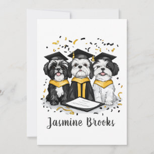 Congratulations Graduation Shih Tzu Dogs Announcement