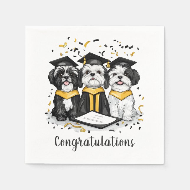 Congratulations Graduation Shih Tzu Dogs Napkin (Front)