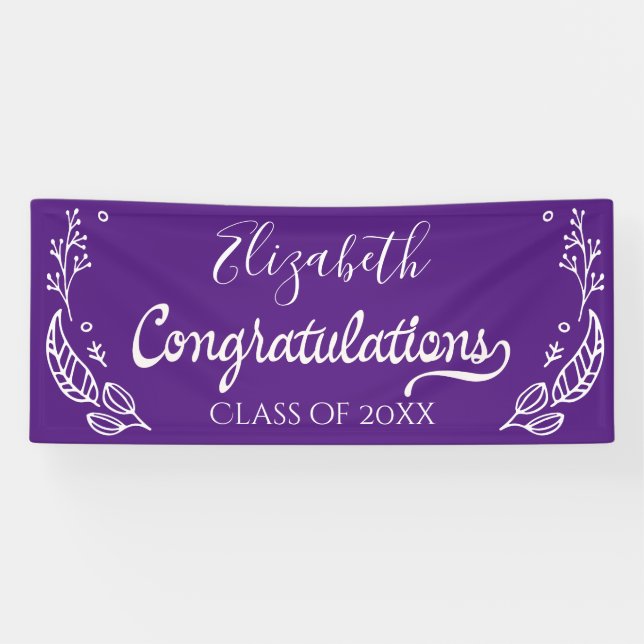 Congratulations Graduation Simple Modern Purple Banner (Horizontal)