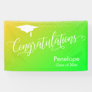 Congratulations Graduation Yellow & Green Gradient Banner