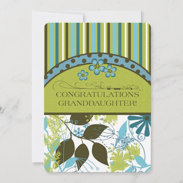 Congratulations Granddaughter Aqua Foliage  (Front)