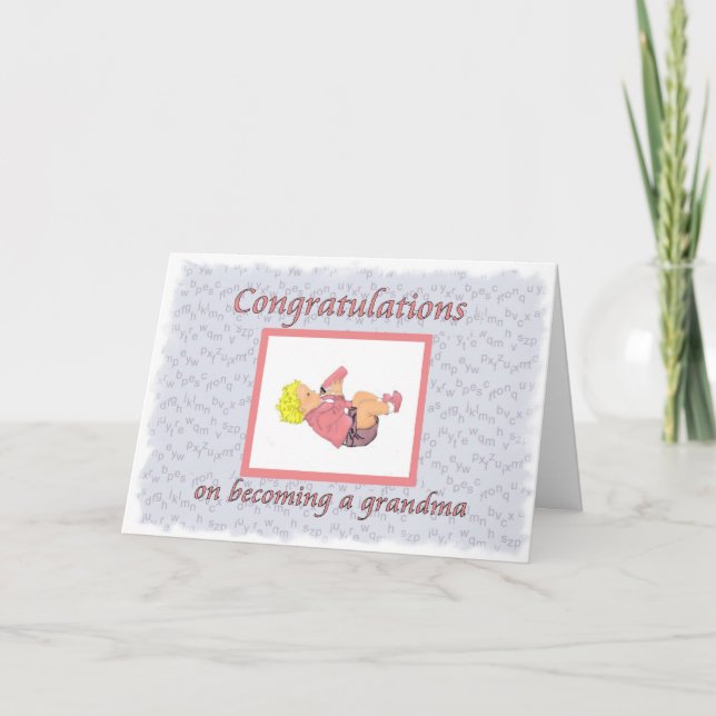 Congratulations Grandma Baby in Pink Card (Front)