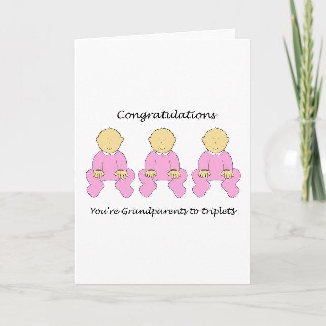 Congratulations  Grandparents to Female Triplets Card (Front)