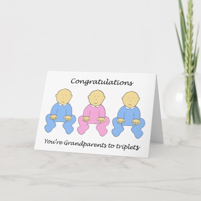 Congratulations Grandparents to Triplets Card (Front)