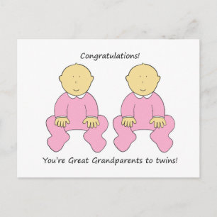 Congratulations Grandparents to twin girls. Postcard