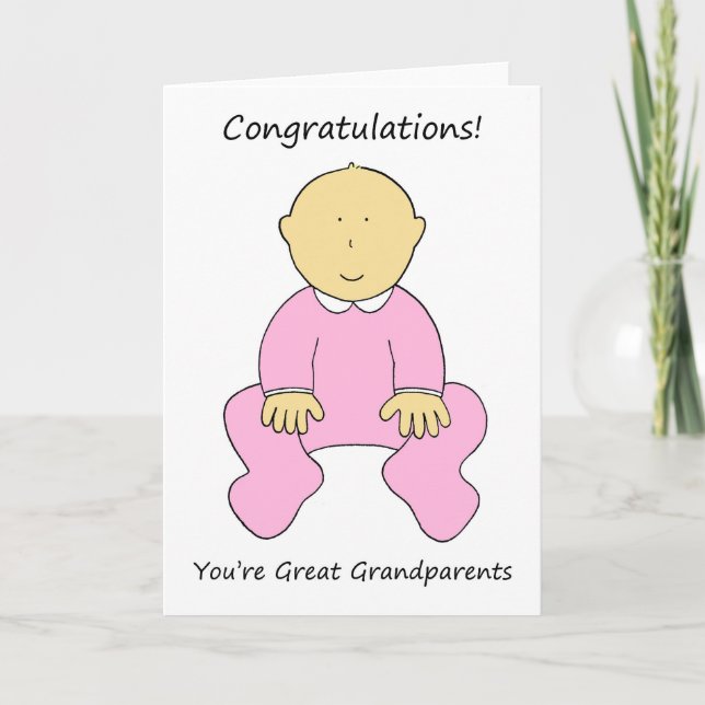 Congratulations Great Grandparents to a Girl Card (Front)