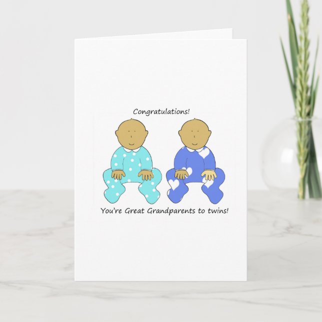 Congratulations Great Grandparents to Twins Card (Front)