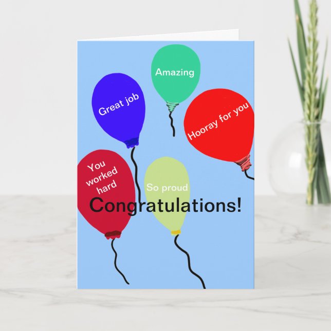 Congratulations Great Job Colourful Balloons Card (Front)
