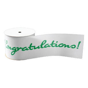 Congratulations Green Casual Script Grosgrain Ribbon