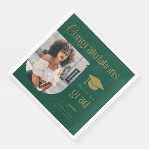 Congratulations Green Gold Grad Photo Arch Napkin