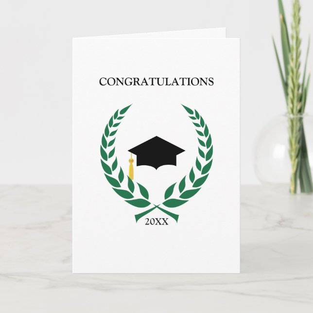 Congratulations Green Laurel Graduation Card (Front)