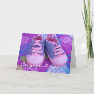 Congratulations! greeting cards Pink Baby Shoes