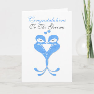 Congratulations Grooms Love Birds Gay Wedding Card