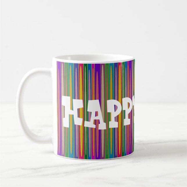 CONGRATULATIONS HAPPY DAYS  ON STRIPED ART  COFFEE MUG (Left)