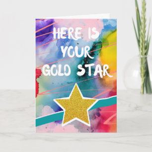 Congratulations Here is Your Gold Star Colourful Card