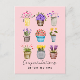Congratulations Homeowner New Home Boho Botanical  Postcard