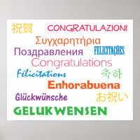 Congratulations in Many Languages Colorful