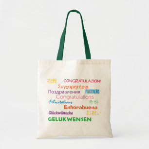 Congratulations in Many Languages Colourful Tote Bag