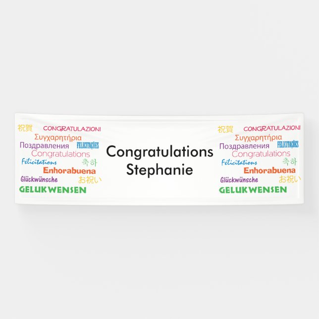 Congratulations in Many Languages Customisable Banner (Horizontal)