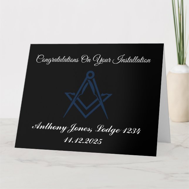 Congratulations Installation Master Mason Thank You Card (Front)