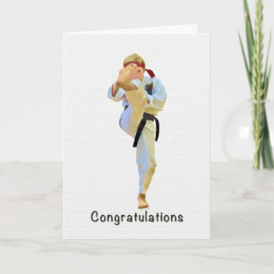 Congratulations, Karate Kicking Black Belt Card