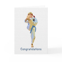Congratulations, Karate Kicking Blue Belt Card