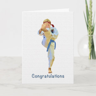 Congratulations, Karate Kicking Blue Belt Card