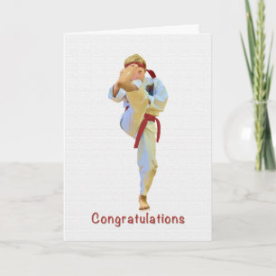 Congratulations, Karate Kicking Red Belt Card