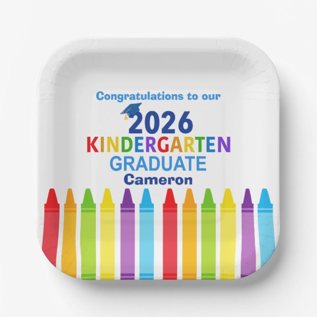 Congratulations Kindergarten Graduate Custom Party Paper Plate (Front)