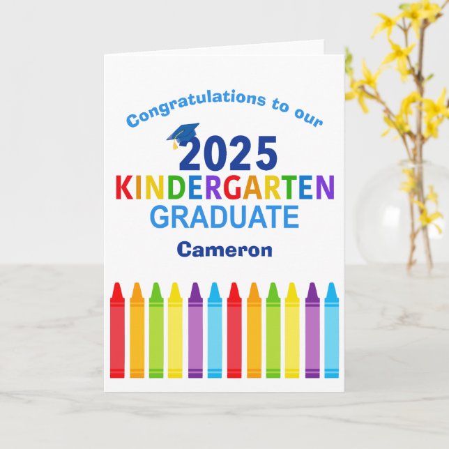 Congratulations Kindergarten Graduate Customisable Card (Yellow Flower)