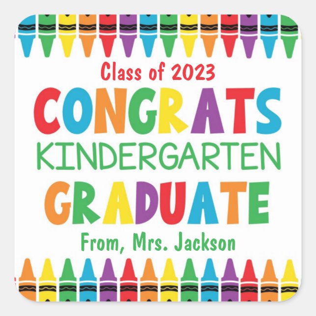 Congratulations Kindergarten Graduate Square Sticker (Front)