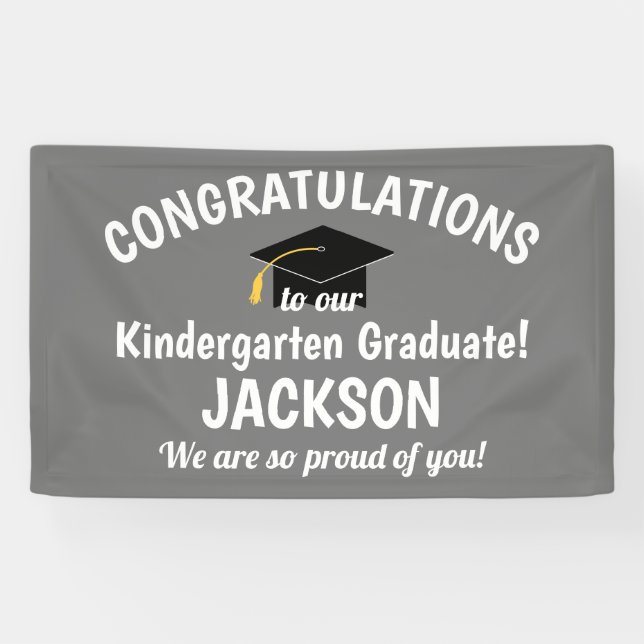 Congratulations Kindergarten Graduation Grey Banner (Horizontal)