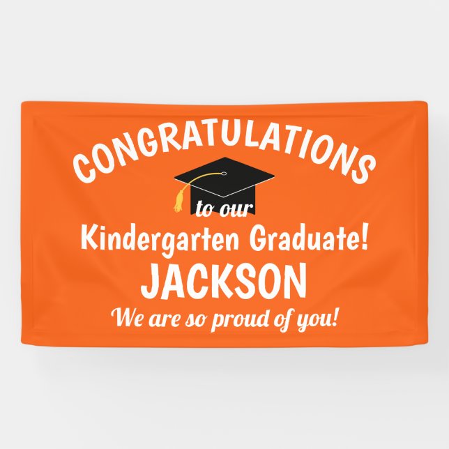 Congratulations Kindergarten Graduation Orange Banner (Horizontal)