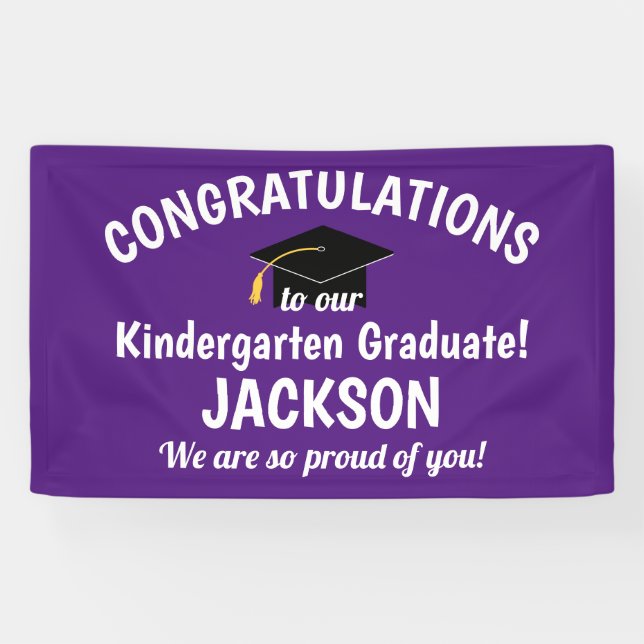 Congratulations Kindergarten Graduation Purple Banner (Horizontal)