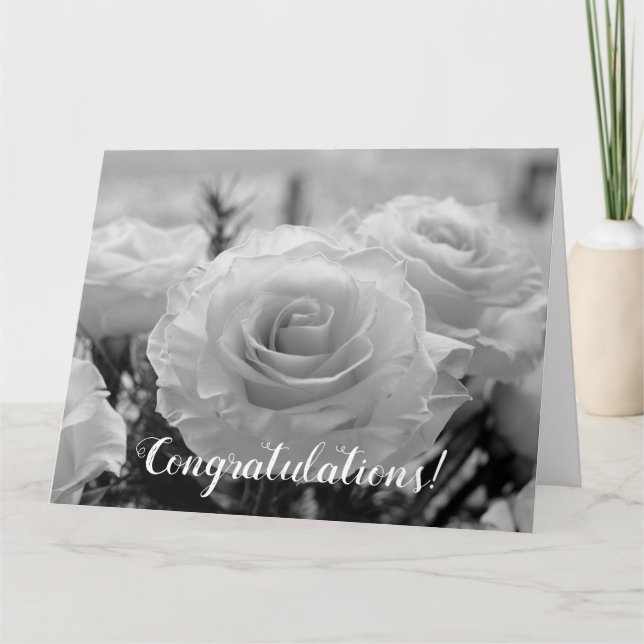 Congratulations Large White Roses Wedding Card (Front)