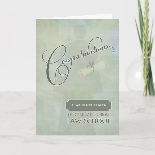Congratulations Law School Graduate Custom Name Card (Front)