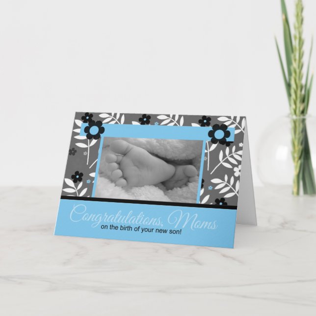 Congratulations Lesbian Moms - Birth of a Son Card (Front)