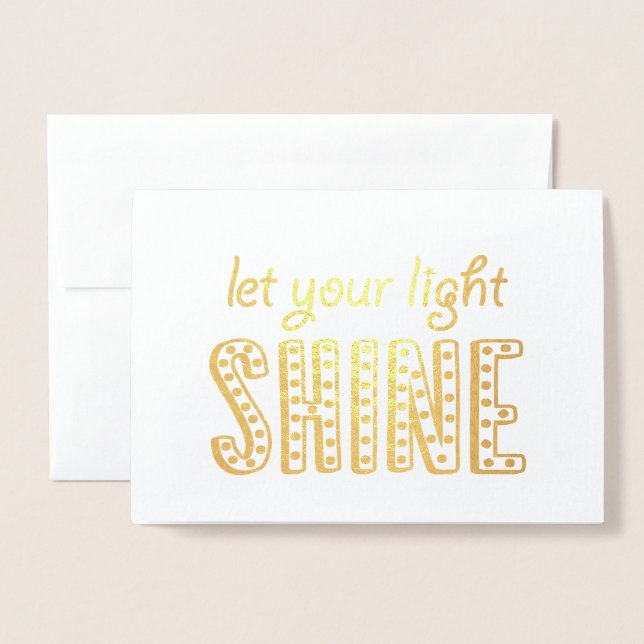 Congratulations - Let Your Light Shine Gold Foil Card (Front With Envelope)