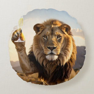 Congratulations Lion Round Cushion