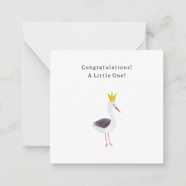 Congratulations Little Baby Newborn Birth Stork Card (Front)