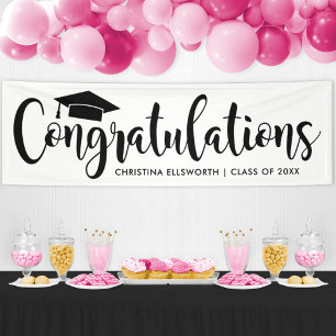 Congratulations Modern Black 2024 Graduation Banner
