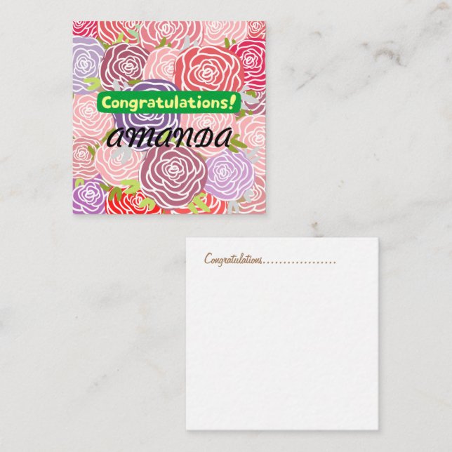 Congratulations Modern colourful floral pattern Card (Front/Back)