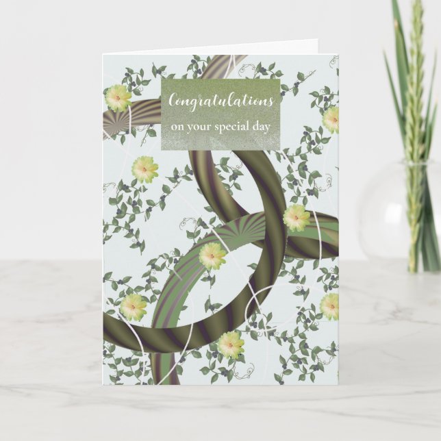 Congratulations Modern Floral Green Vines Card (Front)
