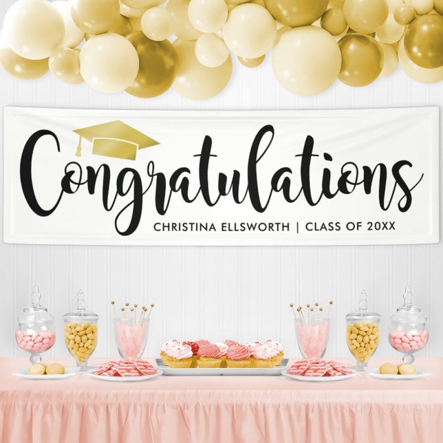 Congratulations Modern Gold Custom 2025 Graduation Banner (Creator Uploaded)