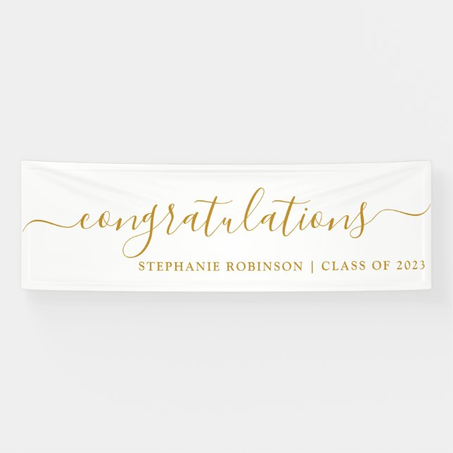 Congratulations Modern Gold Custom Graduation Banner (Horizontal)