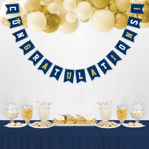 Congratulations Modern Navy and Gold Graduation Bunting